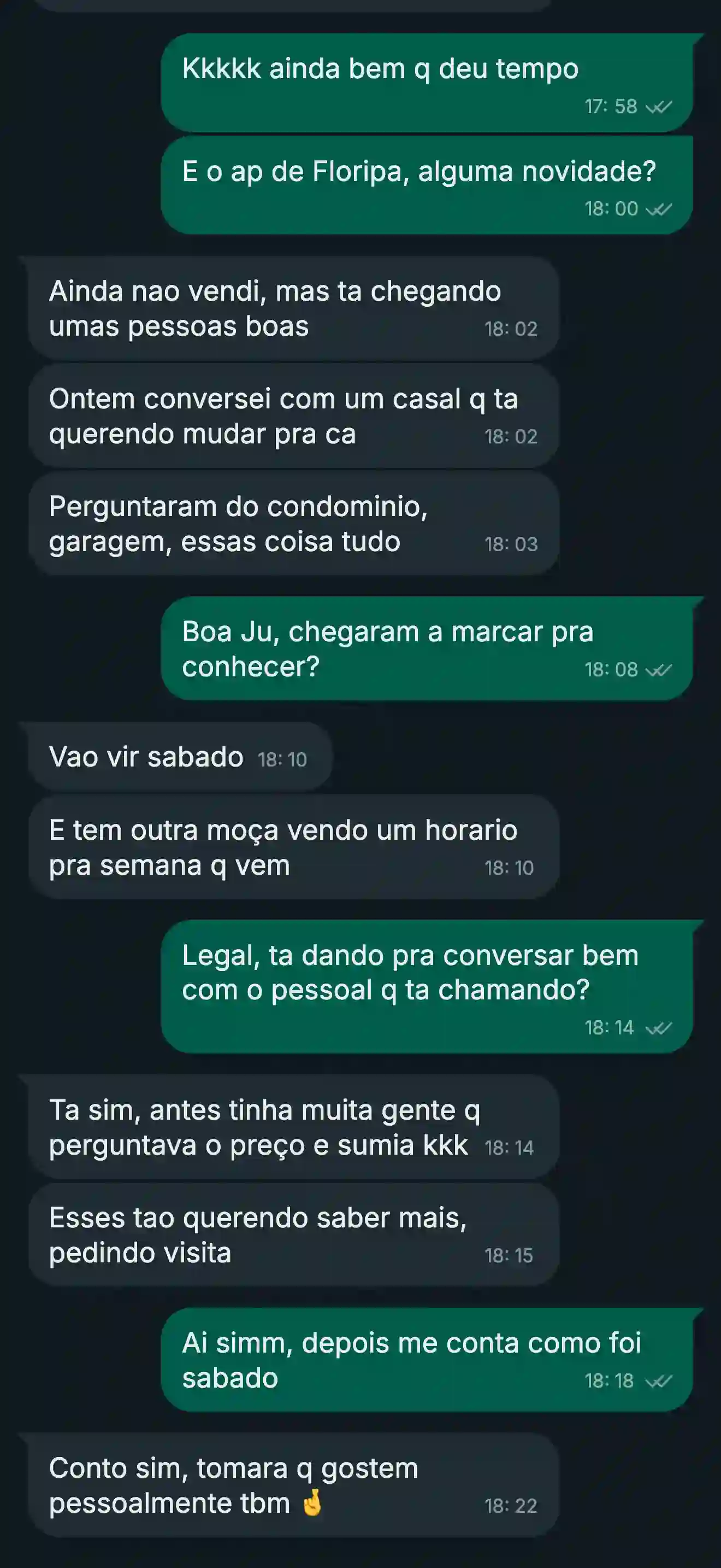 Conversa de WhatsApp com cliente