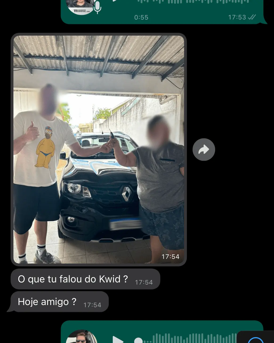 Conversa de WhatsApp com cliente