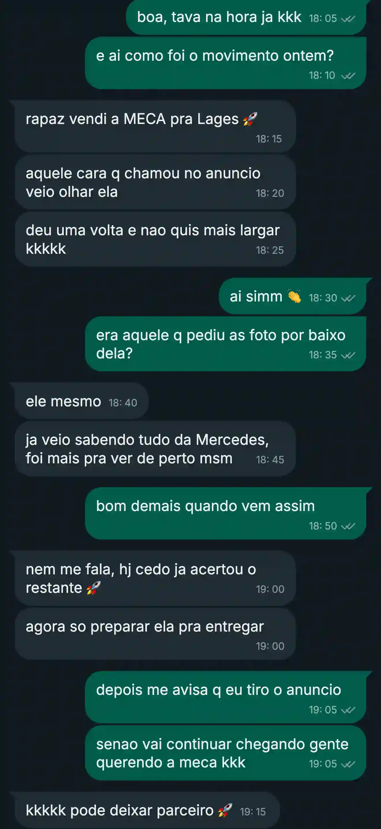 Conversa de WhatsApp com cliente